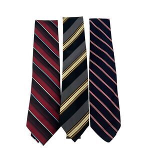 Men's Necktie Lot of 3 Stripe‎ Polyester Ties Stafford, Bill Robinson Red Gray